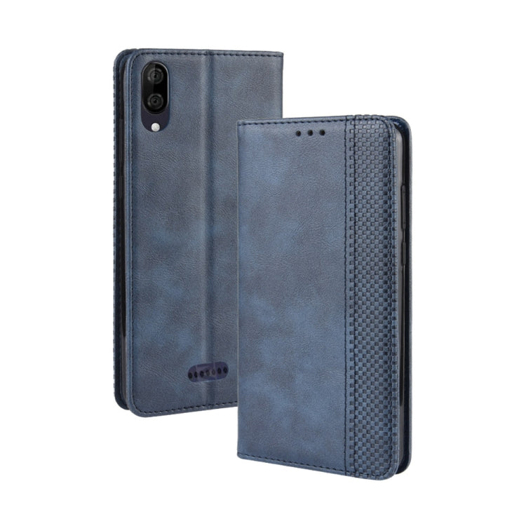 Magnetic Buckle Retro Crazy Horse Texture Horizontal Flip Leather Case for Wiko Y80, with Holder & Card Slots & Photo Frame