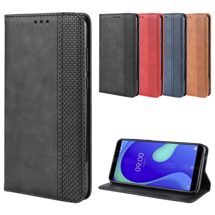 Magnetic Buckle Retro Crazy Horse Texture Horizontal Flip Leather Case for Wiko Y80, with Holder & Card Slots & Photo Frame
