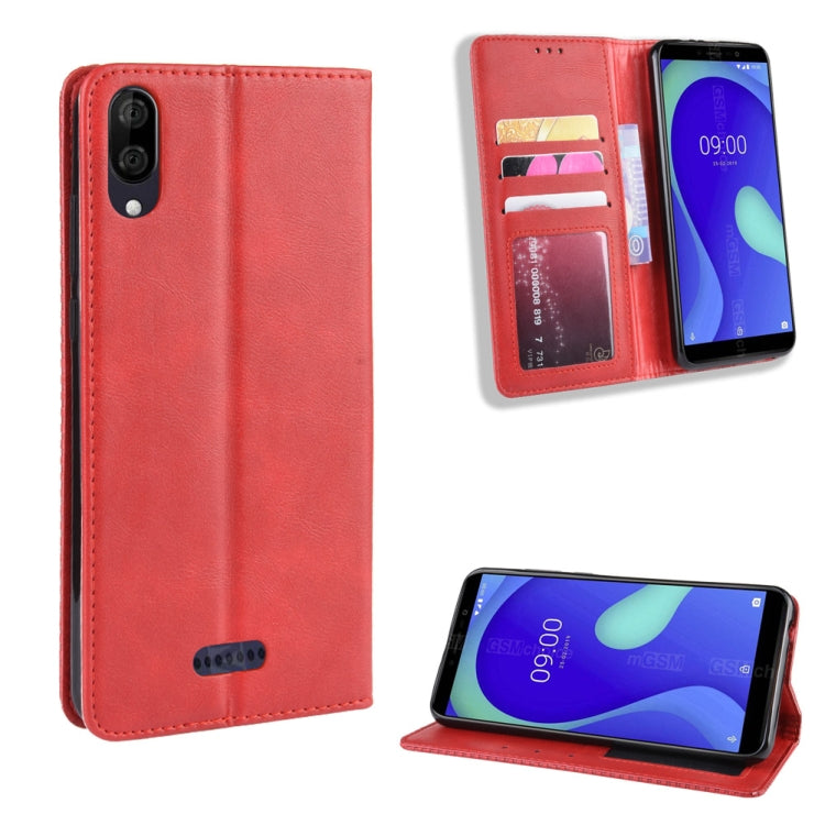 Magnetic Buckle Retro Crazy Horse Texture Horizontal Flip Leather Case for Wiko Y80, with Holder & Card Slots & Photo Frame