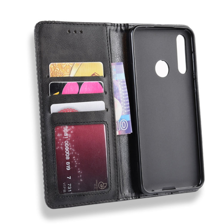 Magnetic Buckle Retro Crazy Horse Texture Horizontal Flip Leather Case for HTC Desire 19+(Desire 19 Plus) , with Holder & Card Slots & Photo Frame