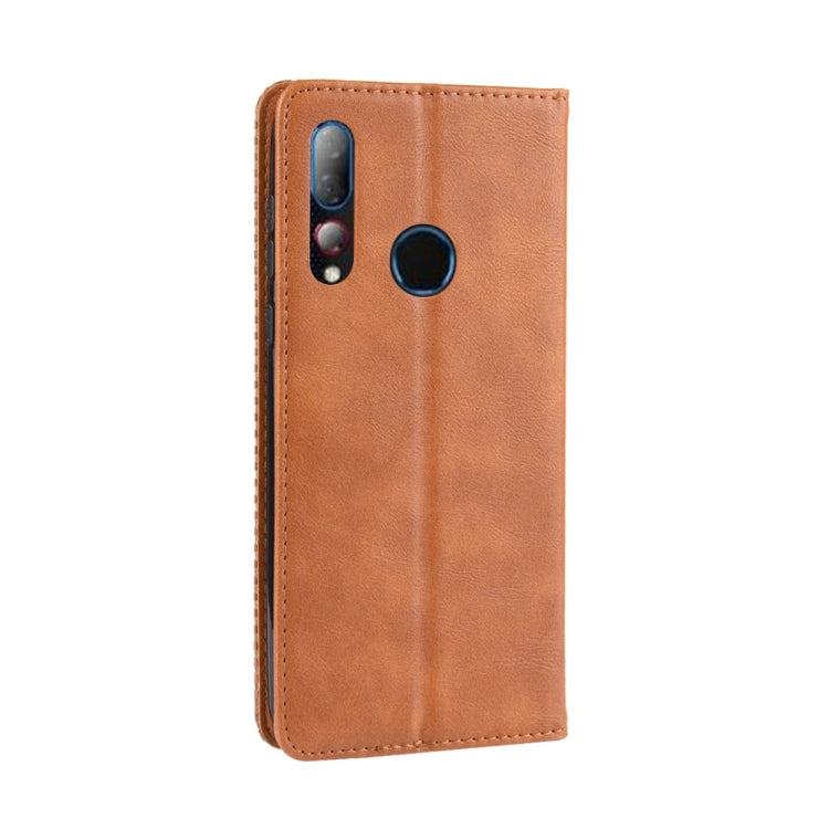 Magnetic Buckle Retro Crazy Horse Texture Horizontal Flip Leather Case for HTC Desire 19+(Desire 19 Plus) , with Holder & Card Slots & Photo Frame