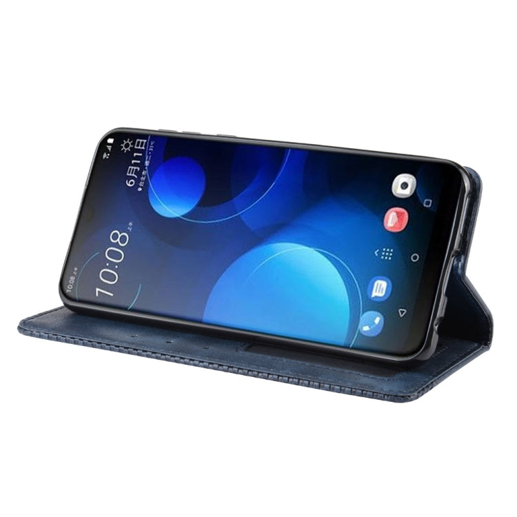 Magnetic Buckle Retro Crazy Horse Texture Horizontal Flip Leather Case for HTC Desire 19+(Desire 19 Plus) , with Holder & Card Slots & Photo Frame