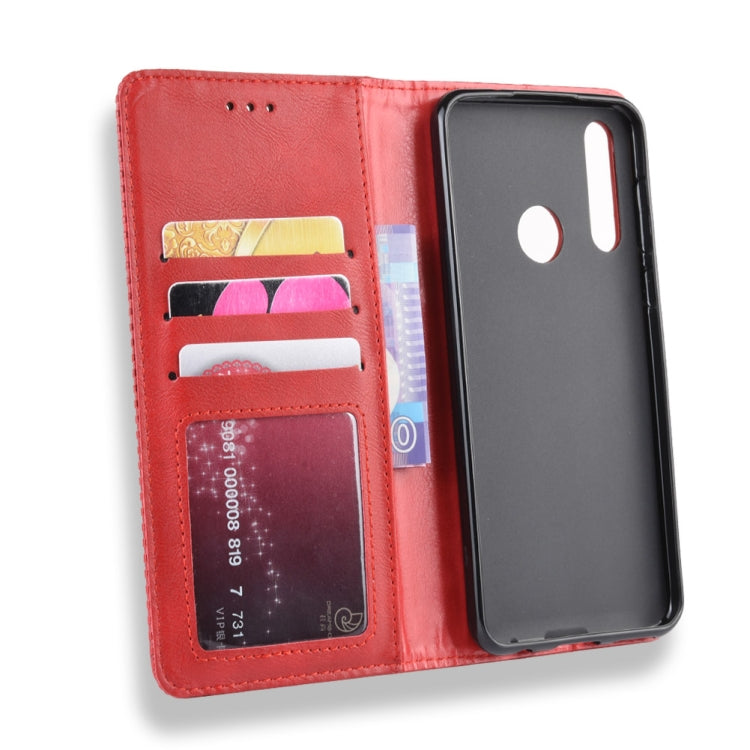 Magnetic Buckle Retro Crazy Horse Texture Horizontal Flip Leather Case for HTC Desire 19+(Desire 19 Plus) , with Holder & Card Slots & Photo Frame