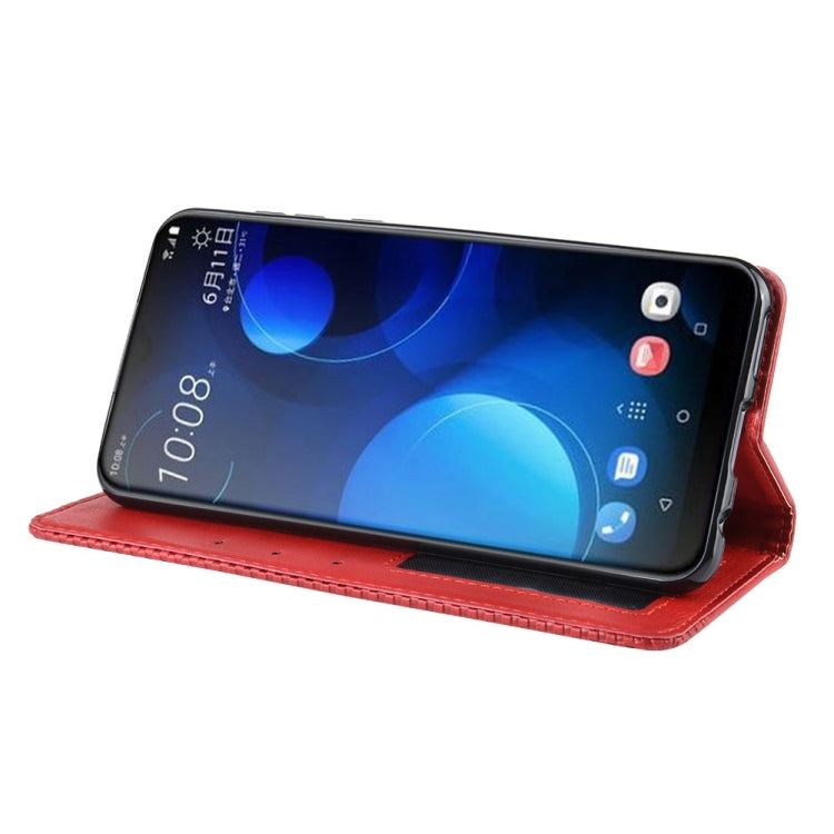 Magnetic Buckle Retro Crazy Horse Texture Horizontal Flip Leather Case for HTC Desire 19+(Desire 19 Plus) , with Holder & Card Slots & Photo Frame