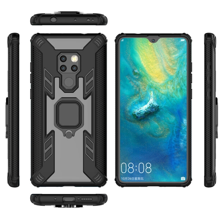 Iron Warrior Shockproof PC + TPU Protective Case for Huawei Mate20, with Ring Holder(Navy blue)