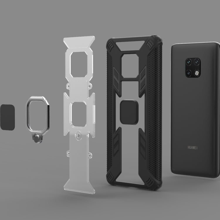 Iron Warrior Shockproof PC + TPU Protective Case for Huawei Mate 20 Pro, with Ring Holder(Navy blue)