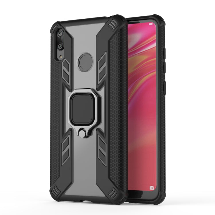 Iron Warrior Shockproof PC + TPU Protective Case for Huawei Y7 2019, with Ring Holder(Black)