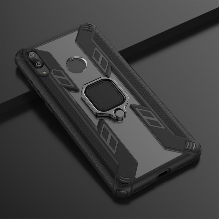 Iron Warrior Shockproof PC + TPU Protective Case for Huawei Y7 2019, with Ring Holder(Black)