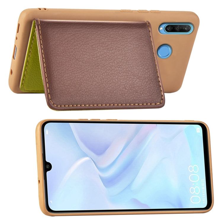 Leaf Buckle Litchi Texture Card Holder PU + TPU Case with Card Slot & Holder & Wallet & Photo Frame for Huawei Nove 4E / P30 Lite