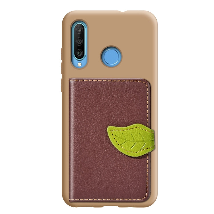 Leaf Buckle Litchi Texture Card Holder PU + TPU Case with Card Slot & Holder & Wallet & Photo Frame for Huawei Nove 4E / P30 Lite