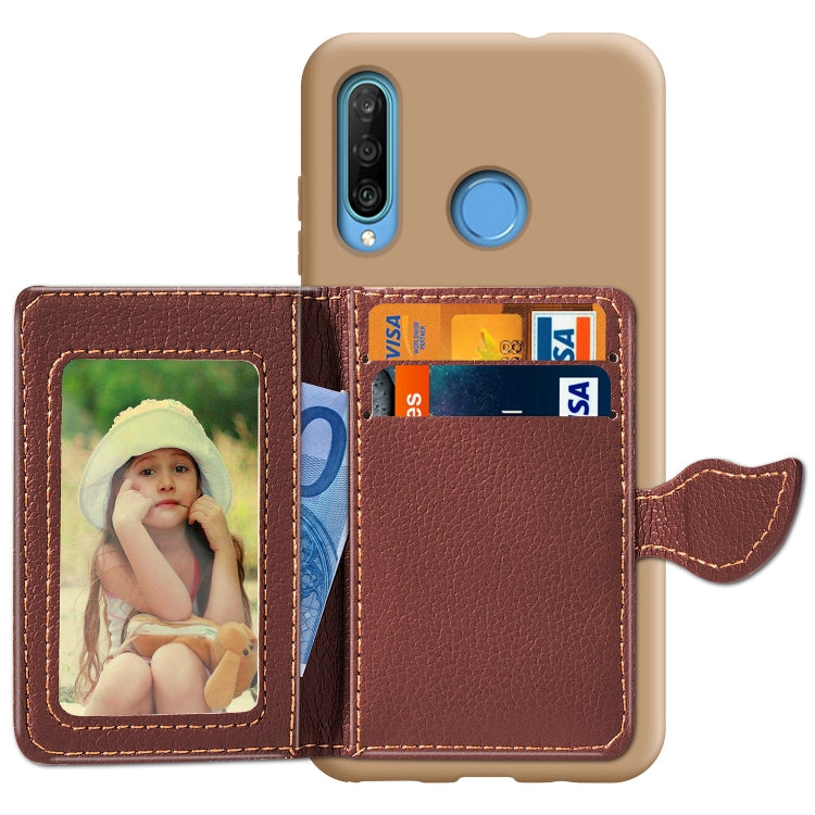 Leaf Buckle Litchi Texture Card Holder PU + TPU Case with Card Slot & Holder & Wallet & Photo Frame for Huawei Nove 4E / P30 Lite