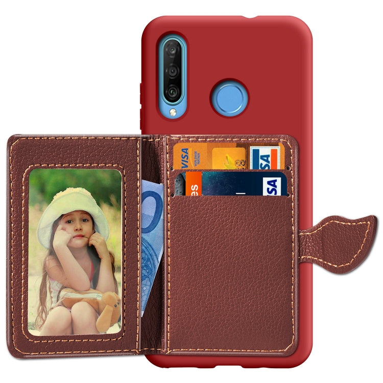 Leaf Buckle Litchi Texture Card Holder PU + TPU Case with Card Slot & Holder & Wallet & Photo Frame for Huawei Nove 4E / P30 Lite