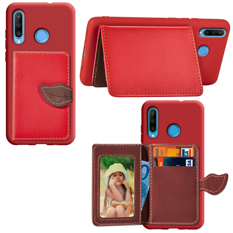 Leaf Buckle Litchi Texture Card Holder PU + TPU Case with Card Slot & Holder & Wallet & Photo Frame for Huawei Nove 4E / P30 Lite