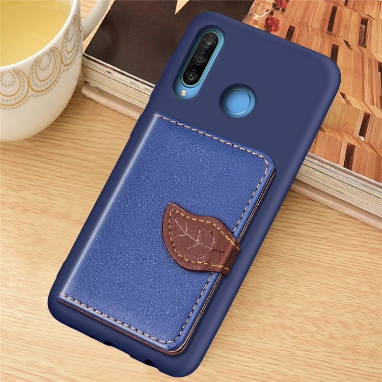 Leaf Buckle Litchi Texture Card Holder PU + TPU Case with Card Slot & Holder & Wallet & Photo Frame for Huawei Nove 4E / P30 Lite