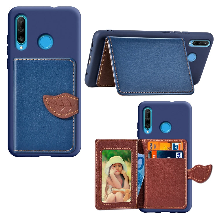 Leaf Buckle Litchi Texture Card Holder PU + TPU Case with Card Slot & Holder & Wallet & Photo Frame for Huawei Nove 4E / P30 Lite
