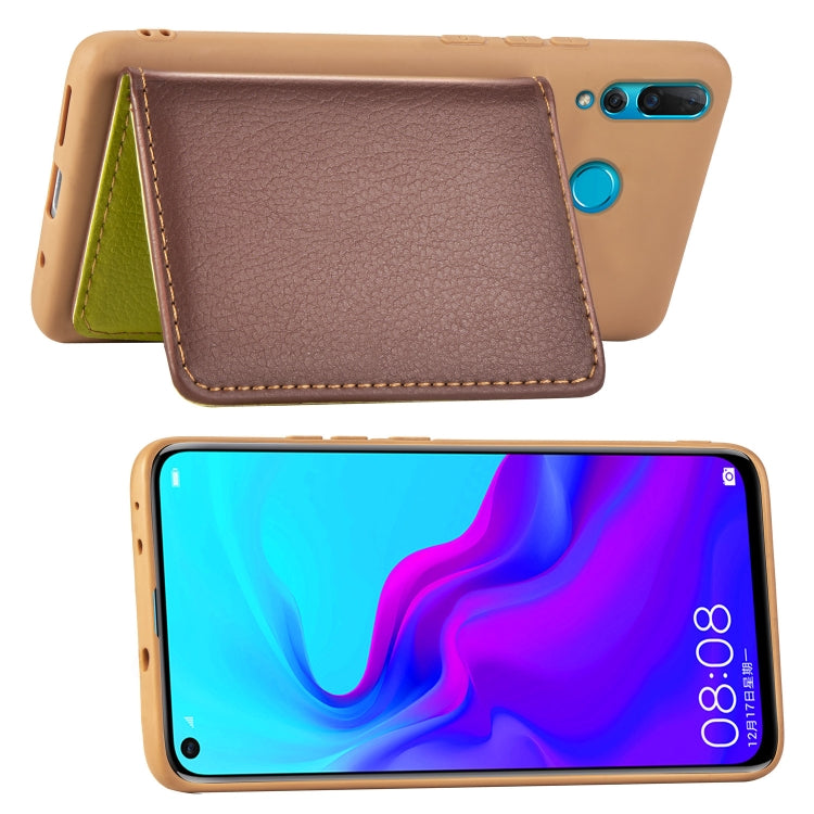 Litchi Pattern Card Bag Wallet Bracket + TPU Phone Case with Card Slot Wallet Bracket Function For Huawei Nove 4