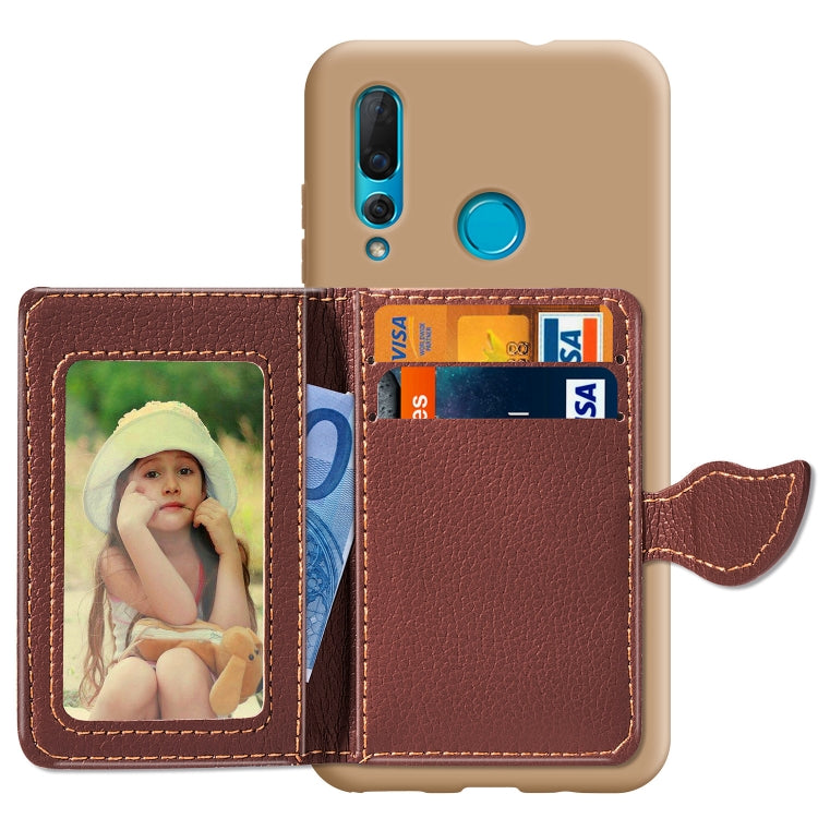 Litchi Pattern Card Bag Wallet Bracket + TPU Phone Case with Card Slot Wallet Bracket Function For Huawei Nove 4