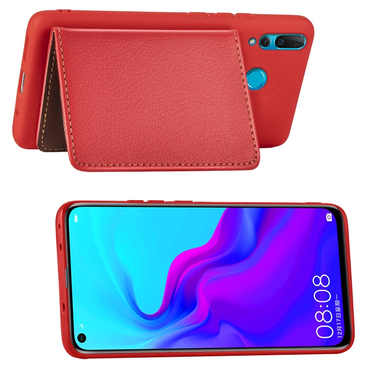 Litchi Pattern Card Bag Wallet Bracket + TPU Phone Case with Card Slot Wallet Bracket Function For Huawei Nove 4