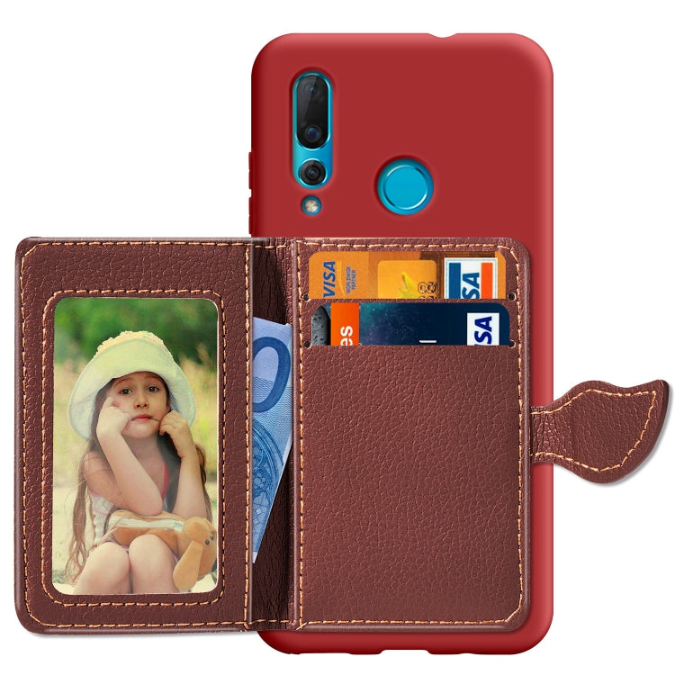 Litchi Pattern Card Bag Wallet Bracket + TPU Phone Case with Card Slot Wallet Bracket Function For Huawei Nove 4