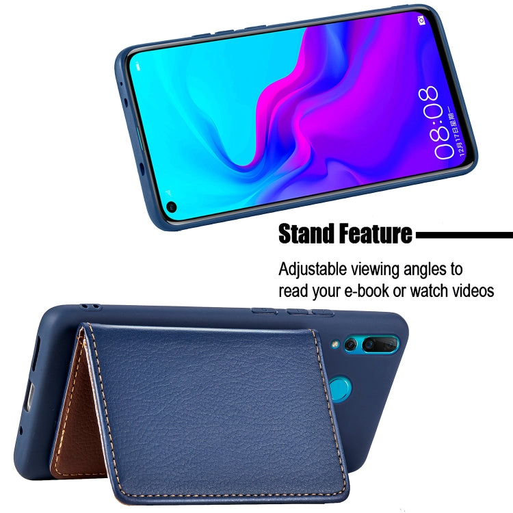Litchi Pattern Card Bag Wallet Bracket + TPU Phone Case with Card Slot Wallet Bracket Function For Huawei Nove 4