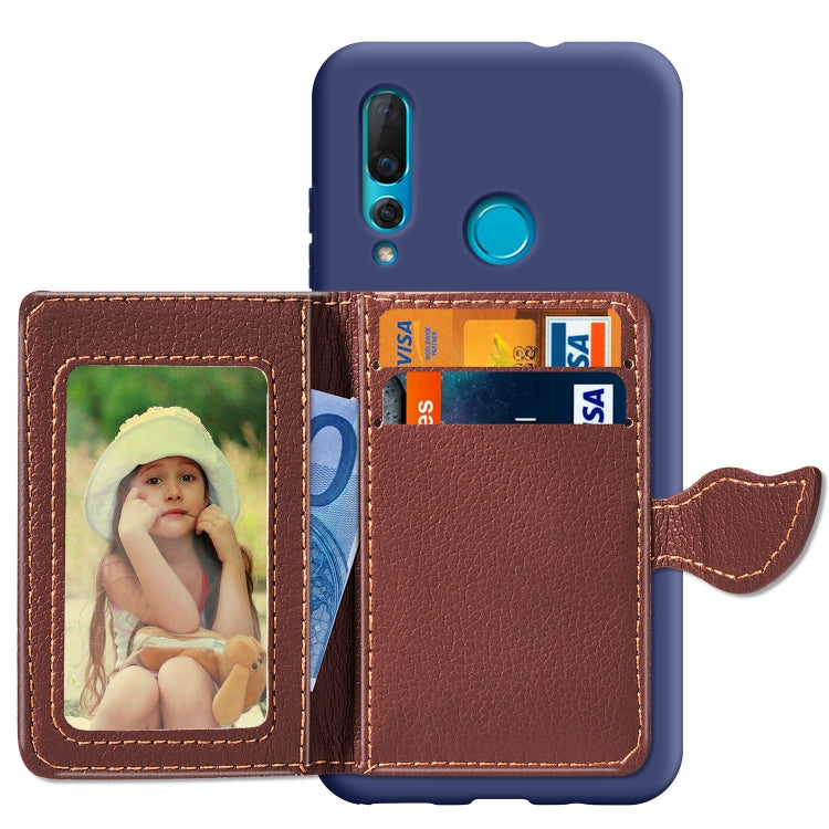 Litchi Pattern Card Bag Wallet Bracket + TPU Phone Case with Card Slot Wallet Bracket Function For Huawei Nove 4