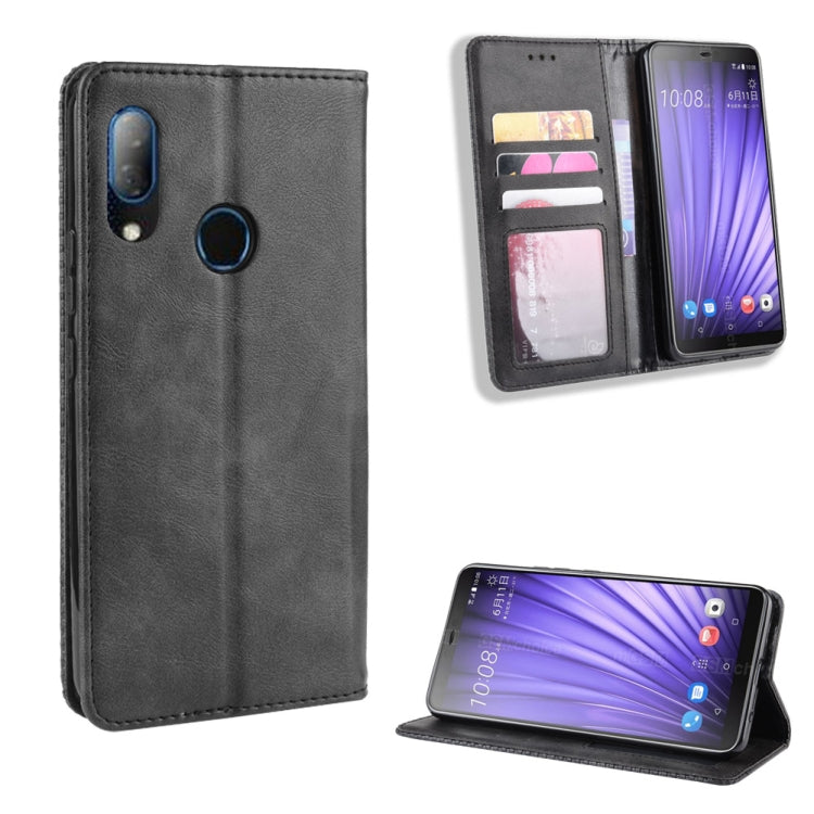 Magnetic Buckle Retro Crazy Horse Texture Horizontal Flip Leather Case for HTC U19E , with Holder & Card Slots & Photo Frame