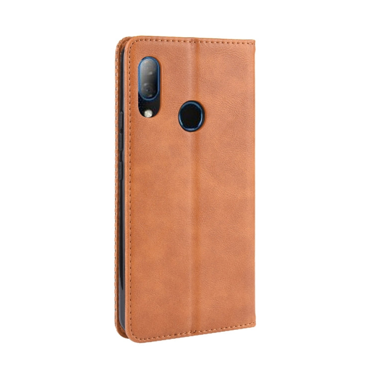 Magnetic Buckle Retro Crazy Horse Texture Horizontal Flip Leather Case for HTC U19E , with Holder & Card Slots & Photo Frame
