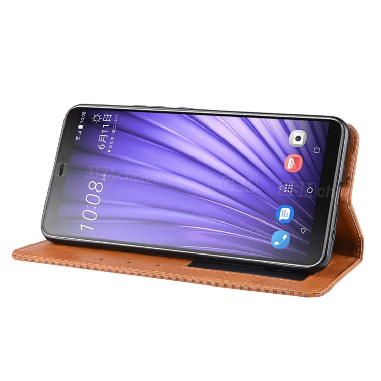 Magnetic Buckle Retro Crazy Horse Texture Horizontal Flip Leather Case for HTC U19E , with Holder & Card Slots & Photo Frame
