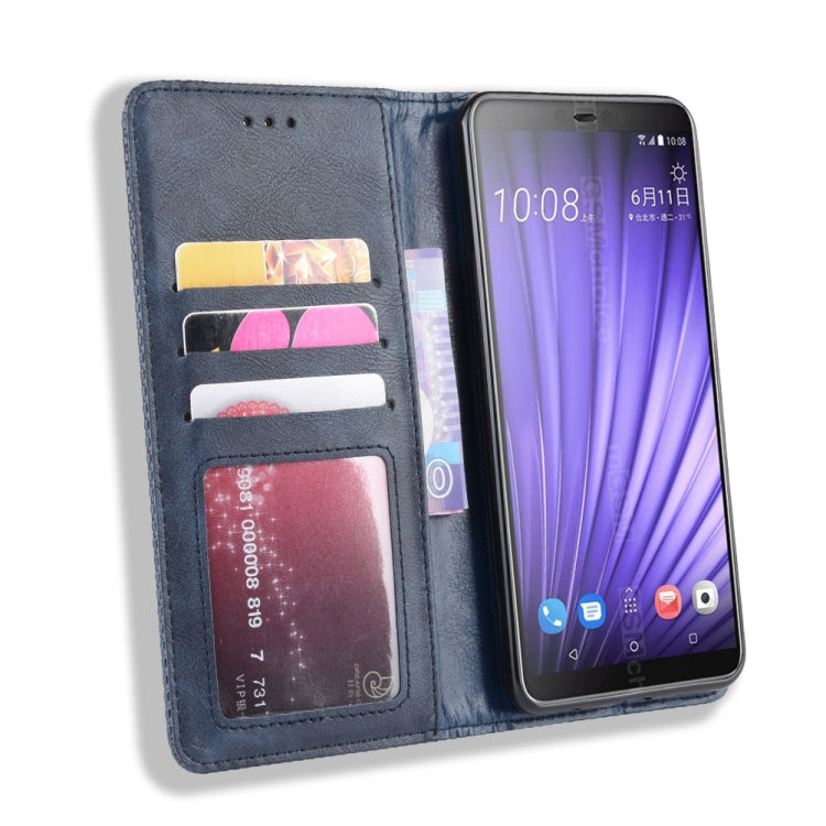 Magnetic Buckle Retro Crazy Horse Texture Horizontal Flip Leather Case for HTC U19E , with Holder & Card Slots & Photo Frame