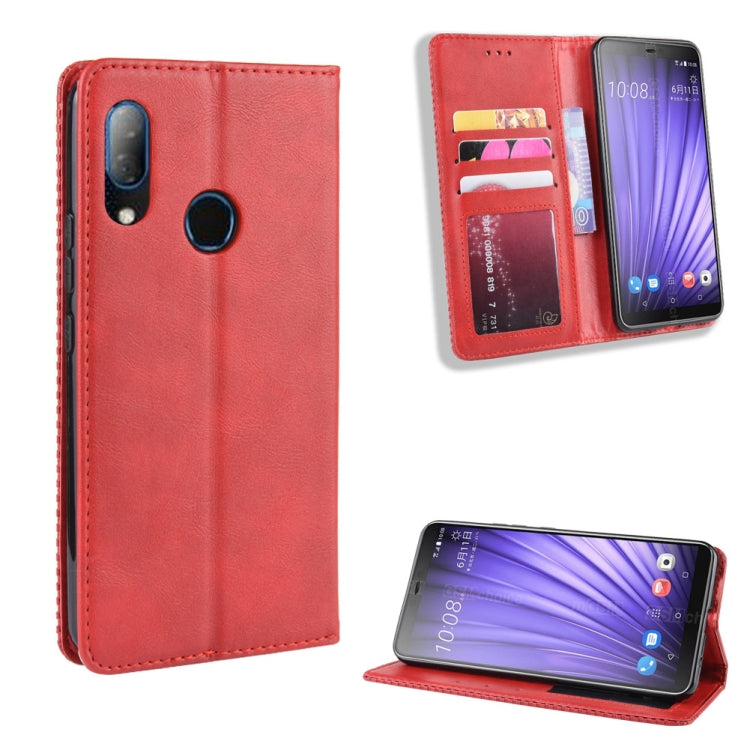 Magnetic Buckle Retro Crazy Horse Texture Horizontal Flip Leather Case for HTC U19E , with Holder & Card Slots & Photo Frame