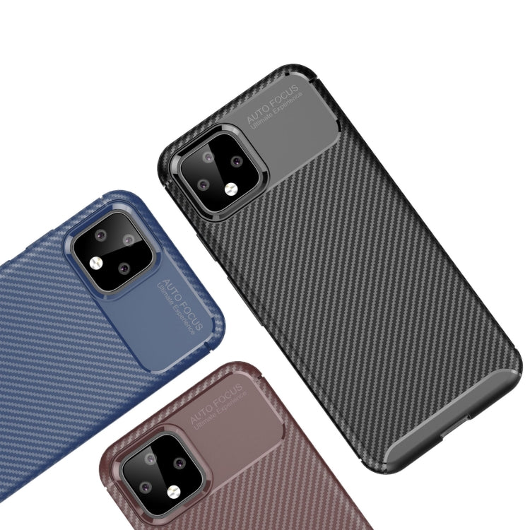 Carbon Fiber Texture Shockproof TPU Case for Google Pixel 4XL(Brown)