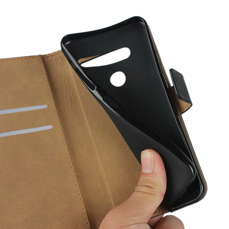 Leather Horizontal Flip Holster for LG G8 with Magnetic Clasp and Bracket and Card Slot and Wallet(Black)