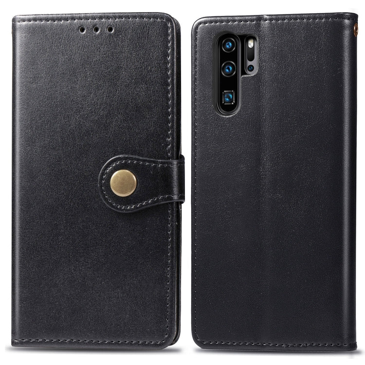 Retro Solid Color Leather Buckle Mobile Phone Protection Leather Case with Photo Frame & Card Slot & Wallet & Bracket Function for Huawei P30 Pro