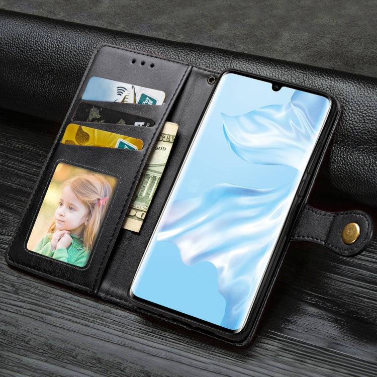 Retro Solid Color Leather Buckle Mobile Phone Protection Leather Case with Photo Frame & Card Slot & Wallet & Bracket Function for Huawei P30 Pro