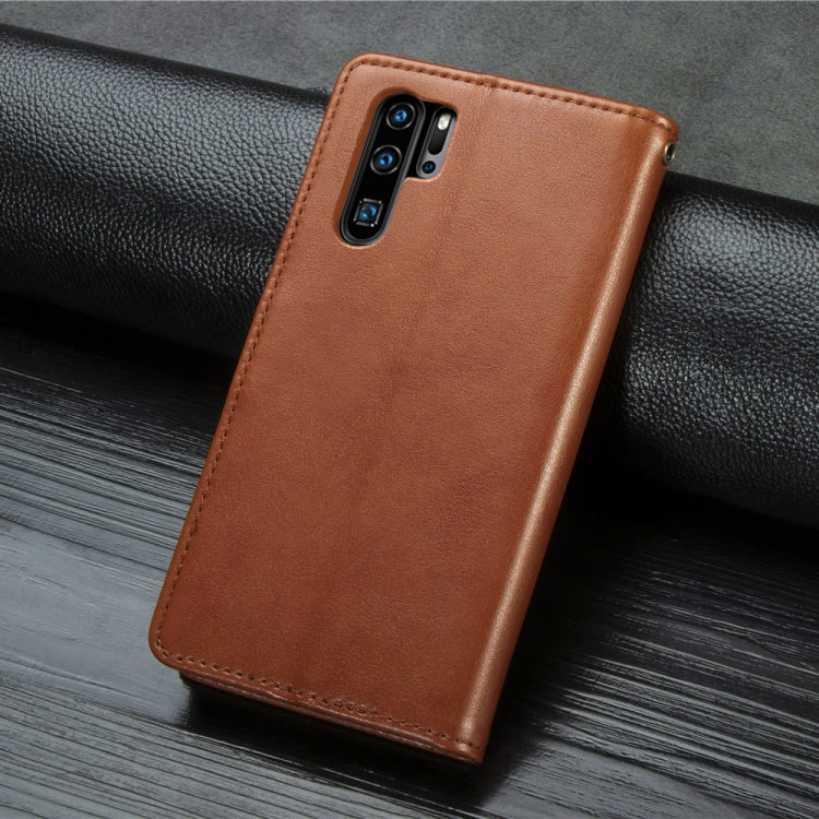 Retro Solid Color Leather Buckle Mobile Phone Protection Leather Case with Photo Frame & Card Slot & Wallet & Bracket Function for Huawei P30 Pro