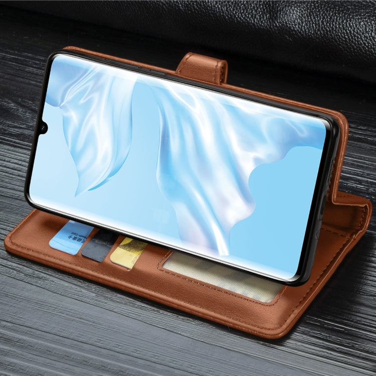 Retro Solid Color Leather Buckle Mobile Phone Protection Leather Case with Photo Frame & Card Slot & Wallet & Bracket Function for Huawei P30 Pro