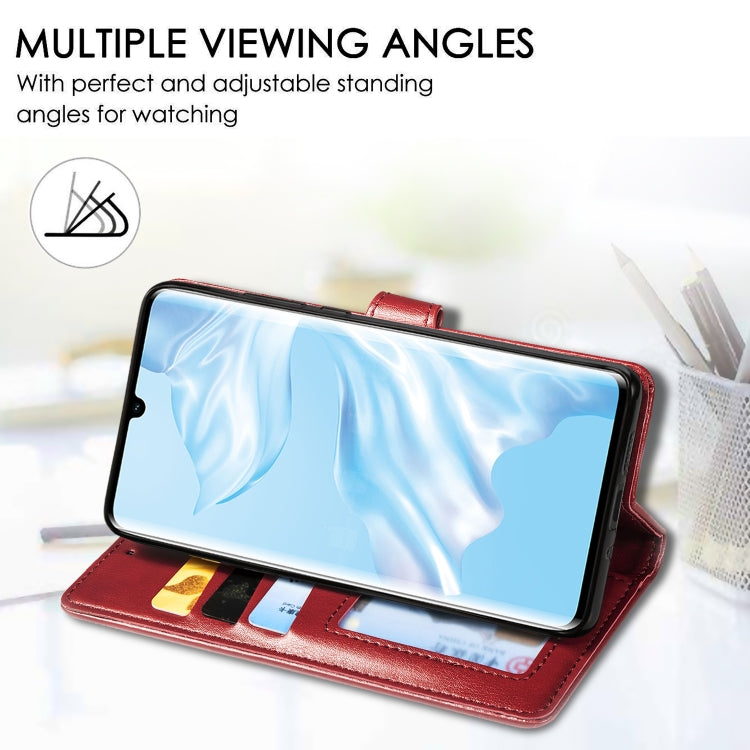 Retro Solid Color Leather Buckle Mobile Phone Protection Leather Case with Photo Frame & Card Slot & Wallet & Bracket Function for Huawei P30 Pro