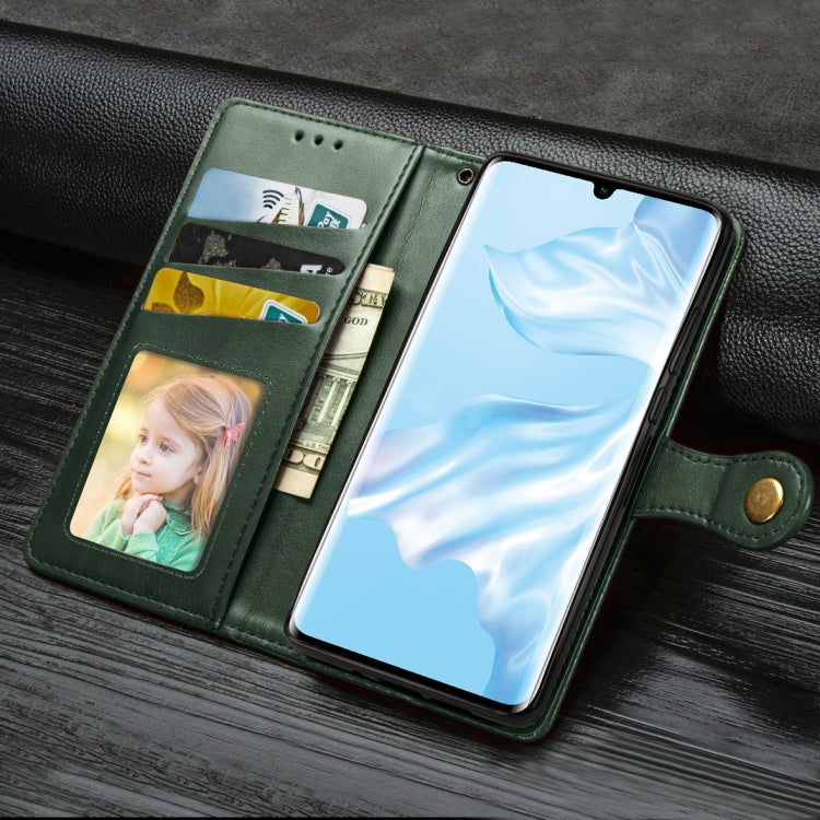 Retro Solid Color Leather Buckle Mobile Phone Protection Leather Case with Photo Frame & Card Slot & Wallet & Bracket Function for Huawei P30 Pro