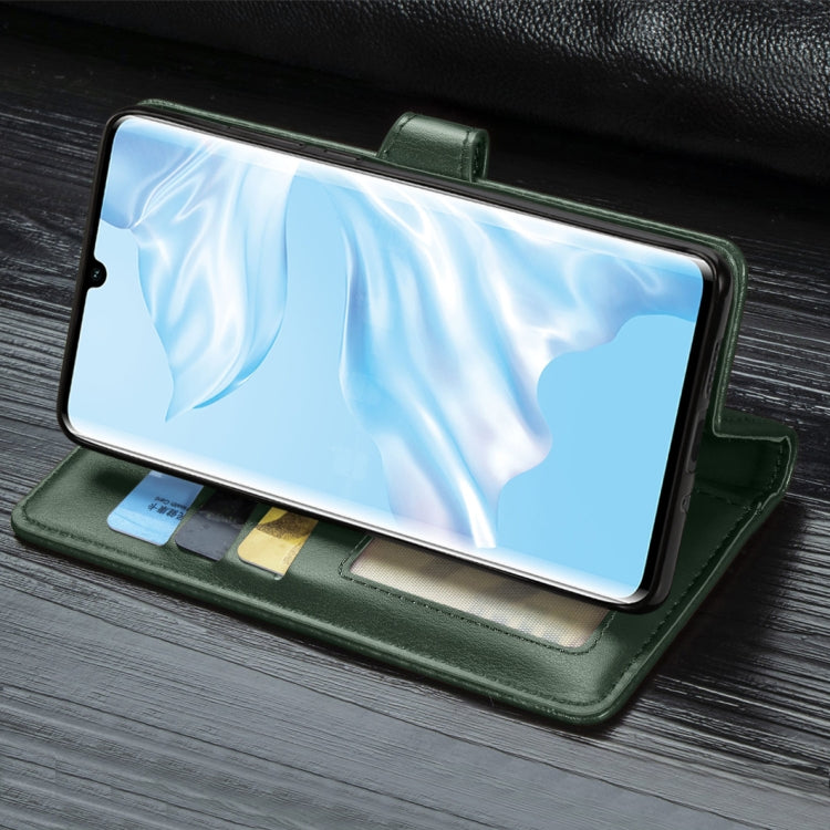 Retro Solid Color Leather Buckle Mobile Phone Protection Leather Case with Photo Frame & Card Slot & Wallet & Bracket Function for Huawei P30 Pro