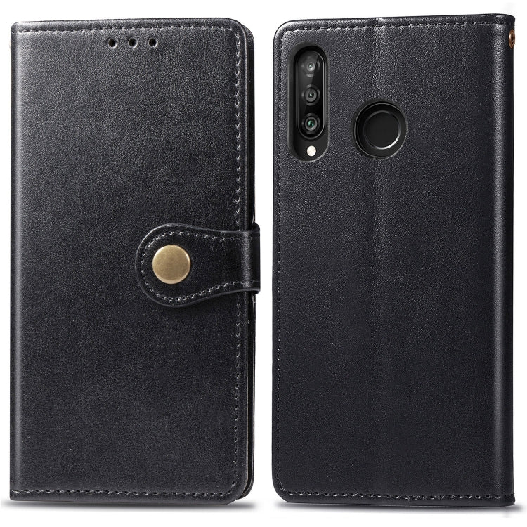 Retro Solid Color Leather Buckle Mobile Phone Protection Leather Case with Photo Frame & Card Slot & Wallet & Bracket Function for Huawei P30 Lite / Nove 4e