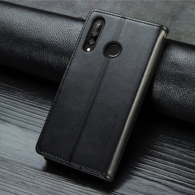 Retro Solid Color Leather Buckle Mobile Phone Protection Leather Case with Photo Frame & Card Slot & Wallet & Bracket Function for Huawei P30 Lite / Nove 4e