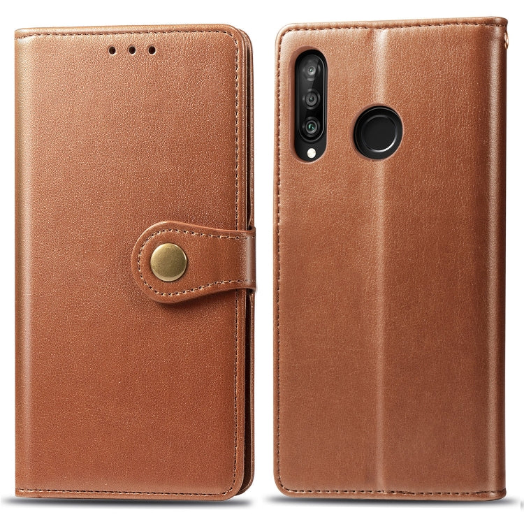 Retro Solid Color Leather Buckle Mobile Phone Protection Leather Case with Photo Frame & Card Slot & Wallet & Bracket Function for Huawei P30 Lite / Nove 4e