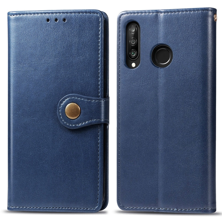 Retro Solid Color Leather Buckle Mobile Phone Protection Leather Case with Photo Frame & Card Slot & Wallet & Bracket Function for Huawei P30 Lite / Nove 4e