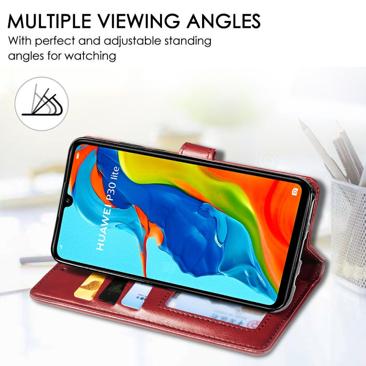 Retro Solid Color Leather Buckle Mobile Phone Protection Leather Case with Photo Frame & Card Slot & Wallet & Bracket Function for Huawei P30 Lite / Nove 4e