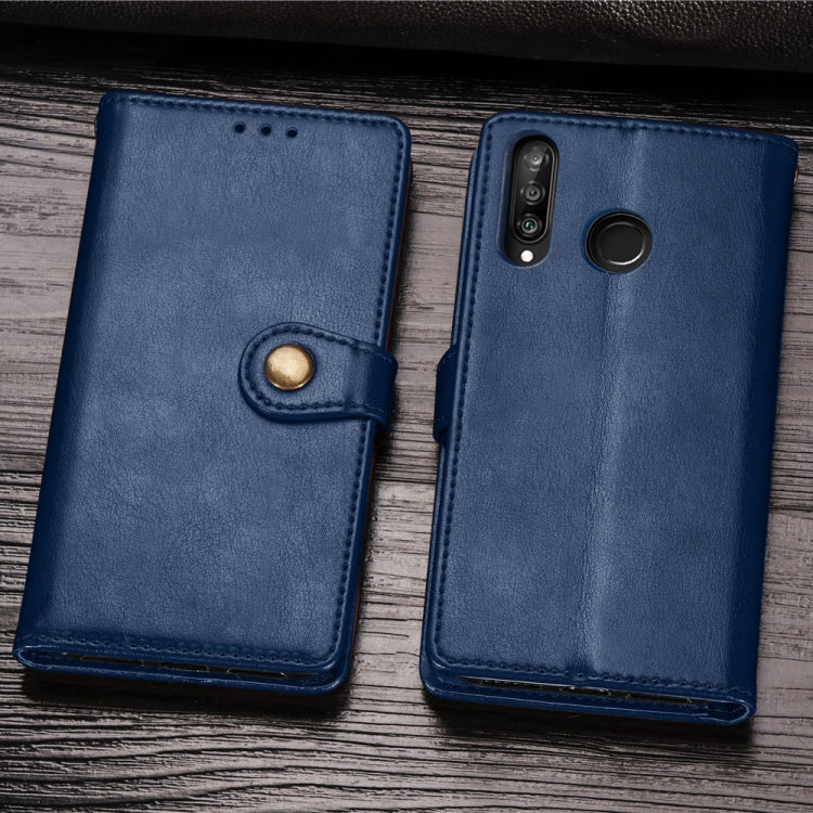 Retro Solid Color Leather Buckle Mobile Phone Protection Leather Case with Photo Frame & Card Slot & Wallet & Bracket Function for Huawei P30 Lite / Nove 4e