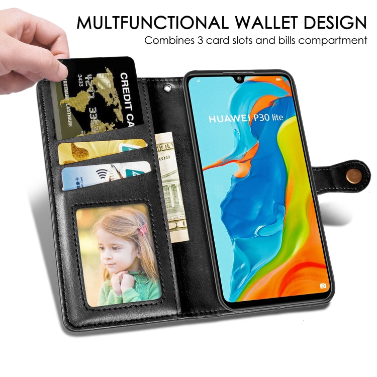 Retro Solid Color Leather Buckle Mobile Phone Protection Leather Case with Photo Frame & Card Slot & Wallet & Bracket Function for Huawei P30 Lite / Nove 4e