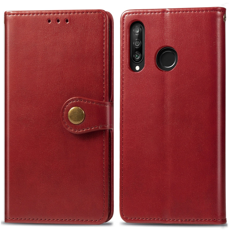 Retro Solid Color Leather Buckle Mobile Phone Protection Leather Case with Photo Frame & Card Slot & Wallet & Bracket Function for Huawei P30 Lite / Nove 4e