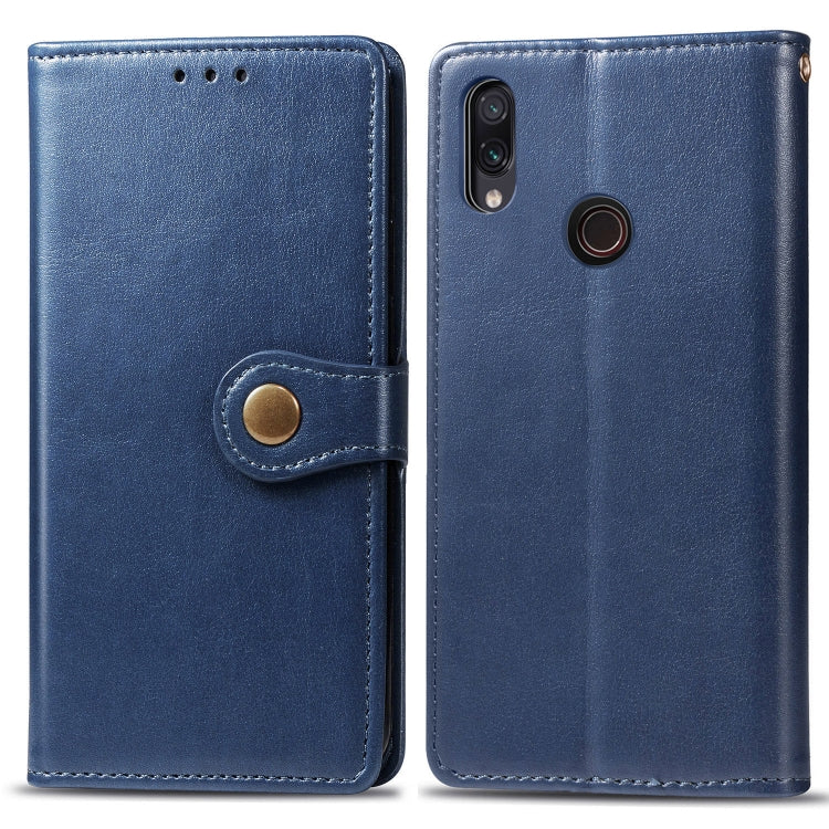 Retro Solid Color Leather Buckle Mobile Phone Protection Leather Case with Photo Frame & Card Slot & Wallet & Bracket Function for Xiaomi Redmi 7