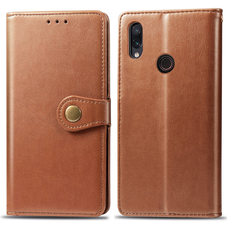 Retro Solid Color Leather Buckle Mobile Phone Protection Leather Case with Photo Frame & Card Slot & Wallet & Bracket Function for Xiaomi Redmi 7