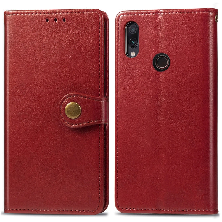Retro Solid Color Leather Buckle Mobile Phone Protection Leather Case with Photo Frame & Card Slot & Wallet & Bracket Function for Xiaomi Redmi 7